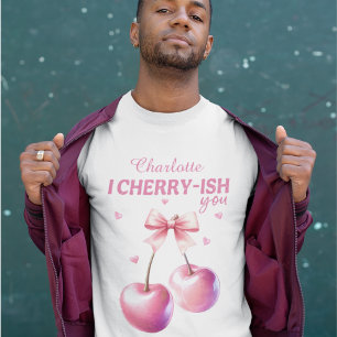 T-shirt "I Cherry You" pour hommes romantiques avec nom pe