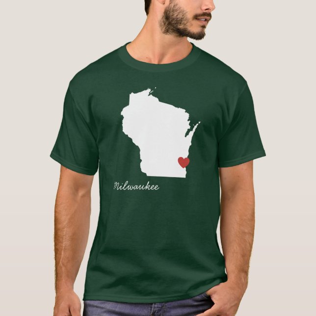 T-shirt I coeur le Wisconsin - ville personnalisable (Devant)