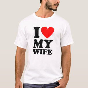 T-shirt I coeur mon épouse (texte noir)