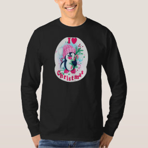 T-shirt I Coeur Noël Pingouin Amour Sucre de canne Pyjama
