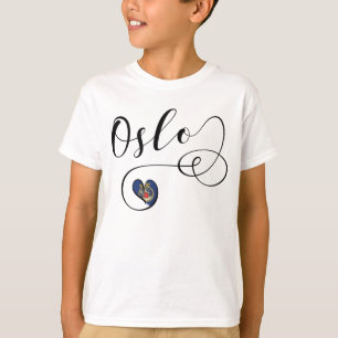 T-shirt I Coeur Oslo, Norvège, Oslo Drapeau