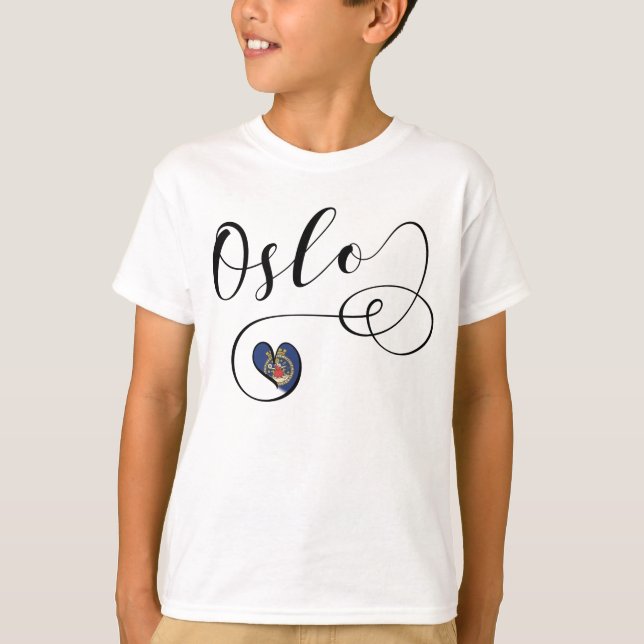T-shirt I Coeur Oslo, Norvège, Oslo Drapeau (Devant)