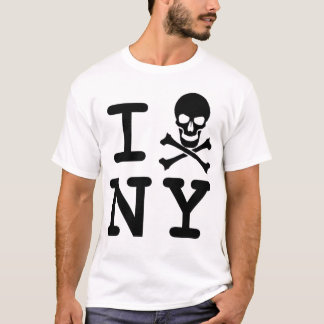 T-shirt I (crâne et os croisés) NY, noir sur le blanc