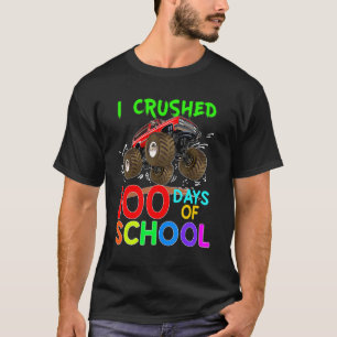 T-shirt I Crushed 100 Days Of School Monster Truck Kids Bo