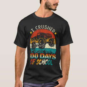 T-shirt I Crushed 100 Days Of School Monster Truck Kids Bo