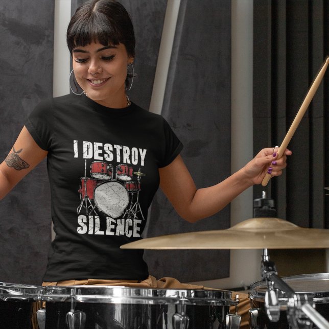 T-shirt I Destroy Silence Funny Drummer (Créateur téléchargé)