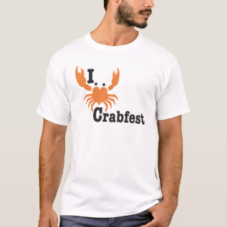 T-shirt I diagonale orange de Crabfest de coeur