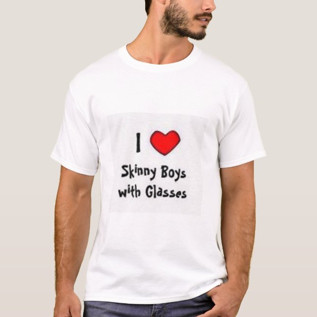 T-shirt I garçons maigres de coeur avec des verres (Devant)