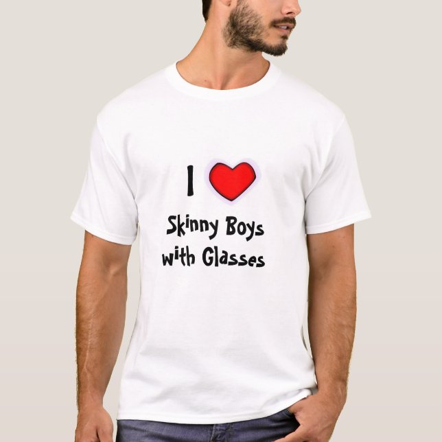 T-shirt I garçons maigres de coeur avec des verres (Devant)
