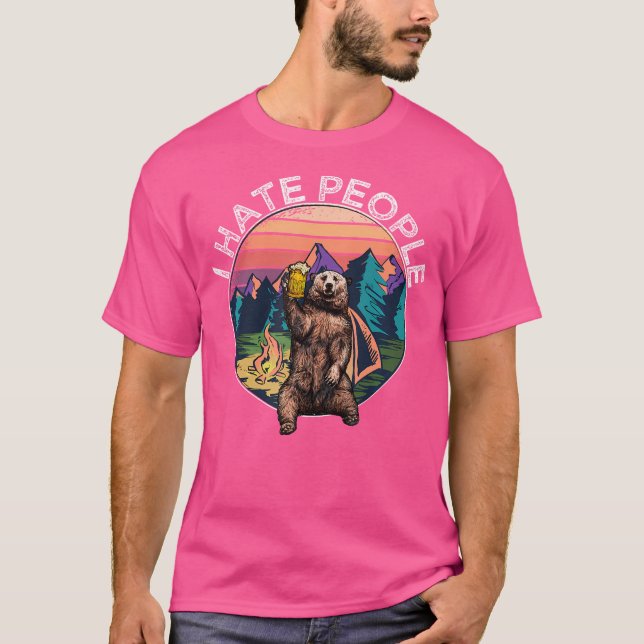 T-shirt I Hate People - Bear Camping Randonnée Trekking Lo (Devant)