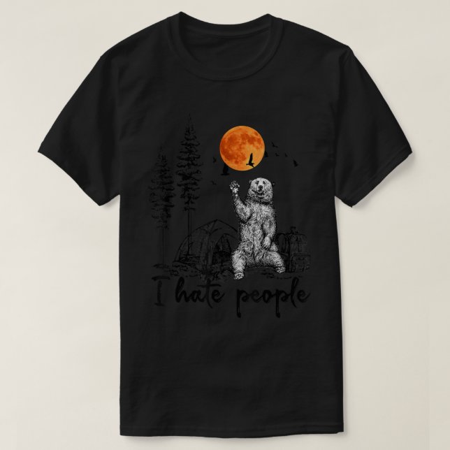 T-shirt I Hate People Beer Bear Funny Camping Camper Vinta (Design devant)