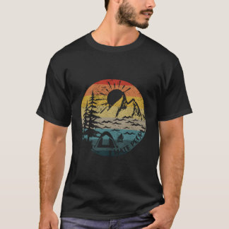T-shirt I Hate People Vintage Sun Retro Camping Randonnée 