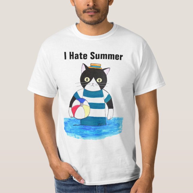 T-shirt I Hate Summer Grumpy Cat in Swimsuit Hate beach (Devant)