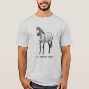 T-shirt I Heart (Amour) Quarter Chevaux Dapper Grey