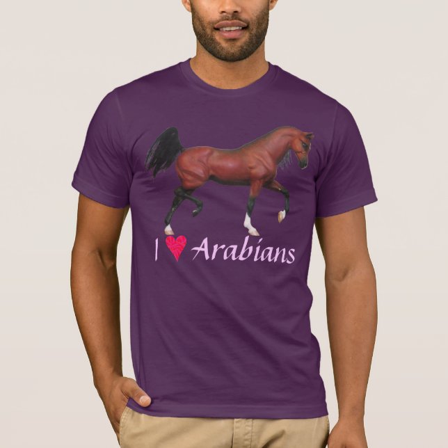 T-shirt I Heart Arabians Love Arabians Horse Art Tee (Devant)