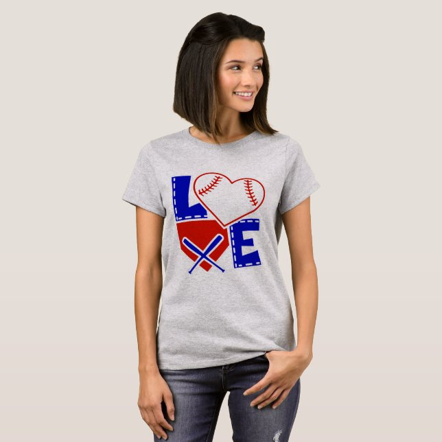T-shirt I Heart Baseball - I Love Base Ball Bat (Devant entier)