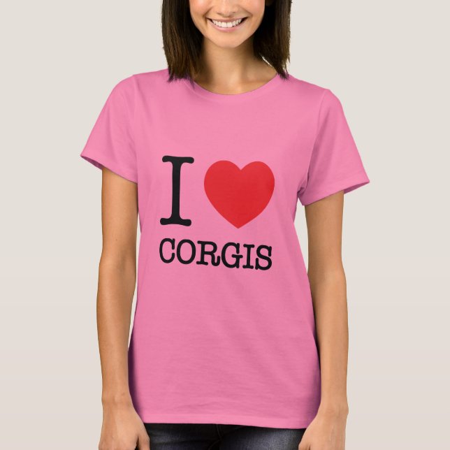 T-shirt I Heart Corgis Ladies Ringer (Devant)