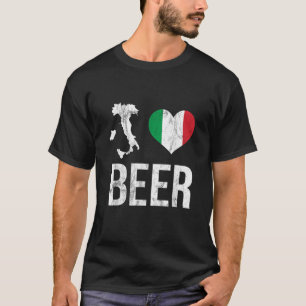 T-shirt I Heart Italien Bière Fierté Amour Italie Drapeau