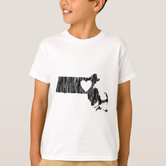 T-shirt I Heart Massachusetts Grunge Outline State Love