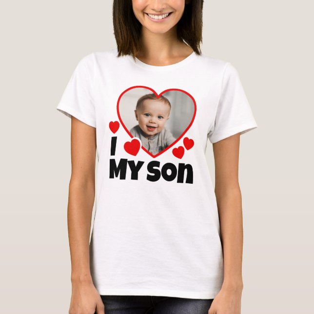 T-shirt I Heart My Son Photo Personnalisée (Devant)