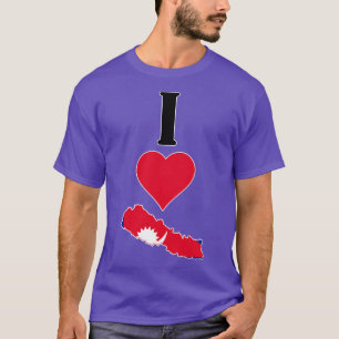 T-shirt I Heart Nepal I Love Nepali Carte du Drapeau Natio