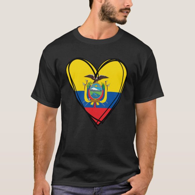 T-shirt I Heart Quito And Ecuador Flag Heart Design Ecuado (Devant)