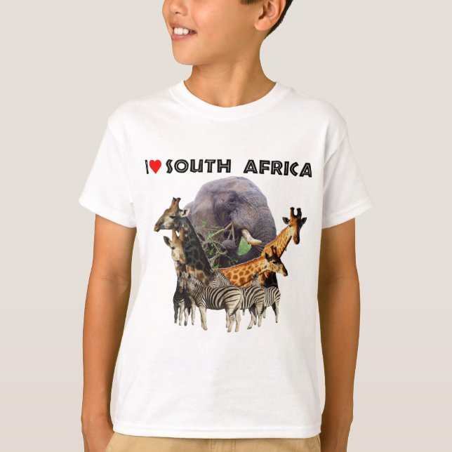 T-shirt I Heart South Africa Wildlife Collage (Devant)