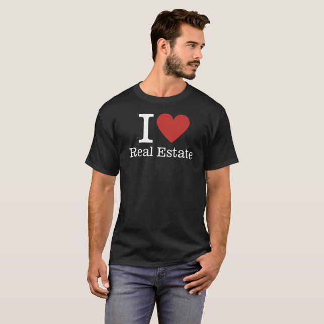 T-shirt I ❤️ Immobilier CUSTOM Hommes (Devant entier)
