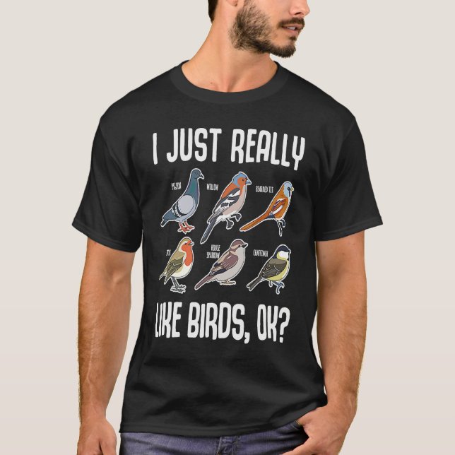 T-shirt I Just Really Like Birds OK Bird Ornithology (Devant)