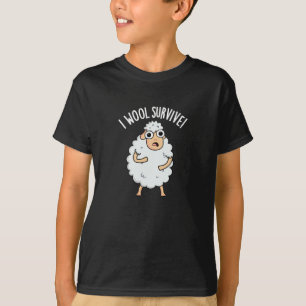 T-shirt I Laine Survive Funny Sheep Puns Dark BG