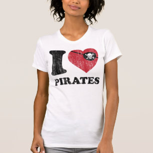 T-shirt I l'amour de coeur pirate la chemise. Rétro