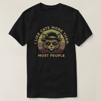 T-shirt I Like Cats More Than Most People Retro Sunset