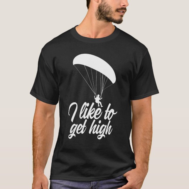 T-shirt I Like To Get High Retro  Men Paraglider Adventure (Devant)