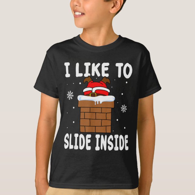 T-shirt I Like To Slide Inside Funny Xmas Couple  (Devant)