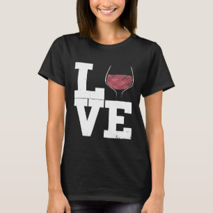 T-shirt I Loin Vin Rouge Vin Verre Coeur Vin Boisson Dis
