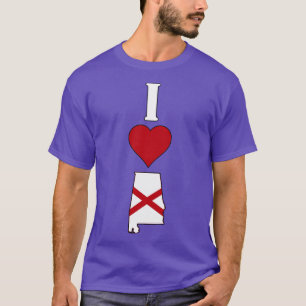 T-shirt I Love Alabama Vertical I Heart Alabama State Flag