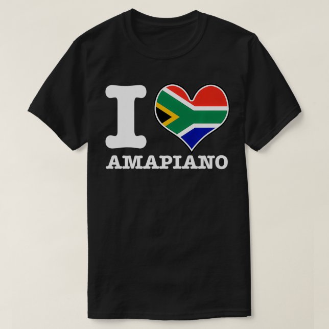 T-shirt I Love Amapiano South African Flag (Design devant)