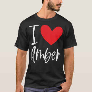 T-shirt I Love Amber Nom Personnalisé Fille Femme Bff Frie