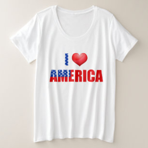 T-Shirt-I Love America Plus Taille Femme