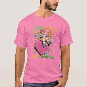 T-shirt I Love Anime And Camping - Cute Kawaii Heart Girl