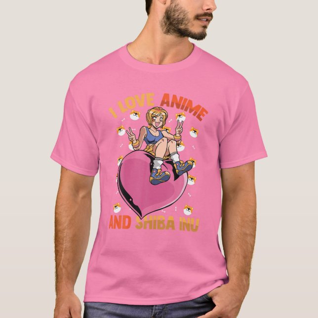 T-shirt I Love Anime And Shiba Inu - Cute Kawaii Heart Gir (Devant)