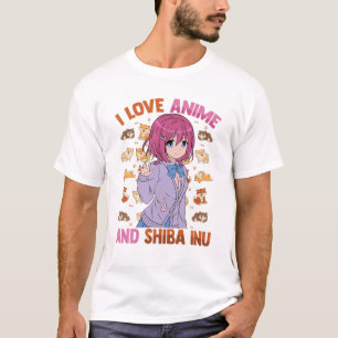 T-shirt I Love Anime And Shiba Inu - Kawaii Otaku - Cute M
