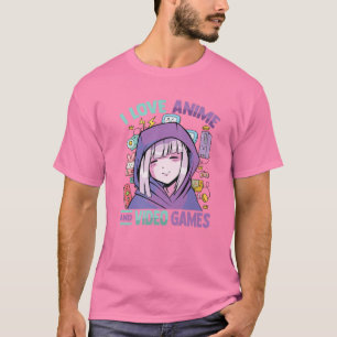 T-shirt I Love Anime Et Jeux Vidéo - Kawaii Blushing Ota