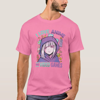 T-shirt I Love Anime Et Jeux Vidéo - Kawaii Blushing Ota