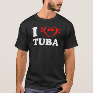 T-shirt I Love Bass Clef Coeur Tuba