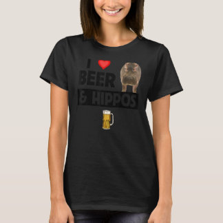 T-shirt I Love Beer and Hippos Boire Faune Safari An