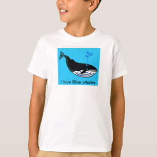 T-shirt I love BLUE WHALES - Menaces de vie animal graphiq