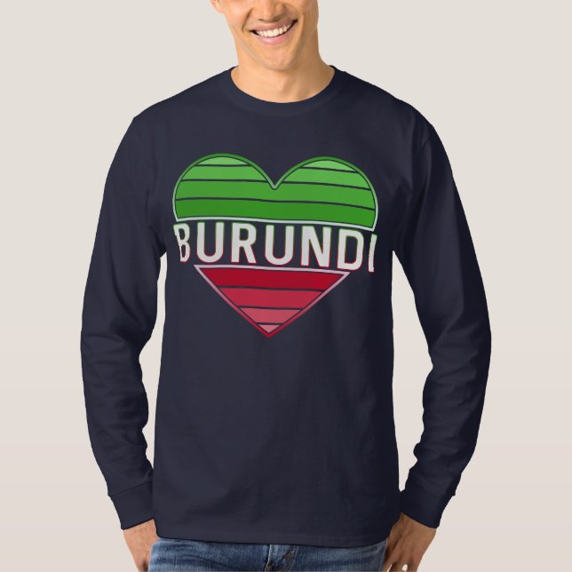 T-shirt I Love Burundi, Coeur Burundais (Devant)