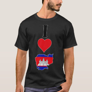 T-shirt I Love Cambodia Vertical I Heart Country Carte du