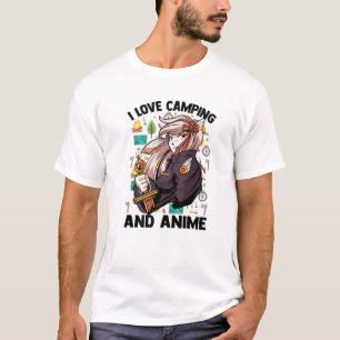 T-shirt I Love Camping And Anime - Kawaii Cute - Manga Ota